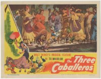5r1472 THREE CABALLEROS LC 1944 Donald Duck, Panchito & Joe Carioca dancing w/ women, Disney, rare!