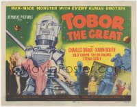 5r1099 TOBOR THE GREAT TC 1954 man-made funky robot with every human emotion holding sexy girl!