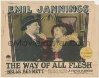 5r1520 WAY OF ALL FLESH LC 1927 c/u of happy Emil Jannings smiling at Belle Bennett, ultra rare!
