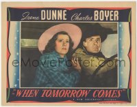 5r1524 WHEN TOMORROW COMES LC 1939 great close up of scared Irene Dunne & Charles Boyer in car!