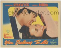 5r1541 YOU BELONG TO ME LC 1941 extreme close up of Henry Fonda held by pretty Barbara Stanwyck!