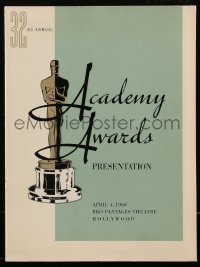 5r0141 32ND ANNUAL ACADEMY AWARDS souvenir program book 1960 the Oscars where Ben-Hur won 11 awards!