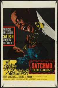 5r0848 SATCHMO THE GREAT 1sh 1957 wonderful image of Louis Armstrong playing trumpet & singing!