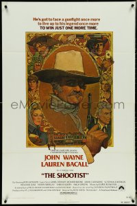 5r0868 SHOOTIST 1sh 1976 best Richard Amsel artwork of aging gunfighter John Wayne & cast!