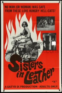 5r0869 SISTERS IN LEATHER 1sh 1969 no one was safe from these love-hungry hell-cats, ultra rare!