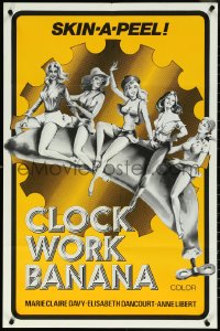 5r0399 CLOCKWORK BANANA 23x35 special poster 1975 wacky sex spoof, art of sexy girls on giant banana!