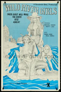 5r1001 WILD RIVER GIRLS 23x35 special poster 1977 girls will make the south rise again, ultra rare!