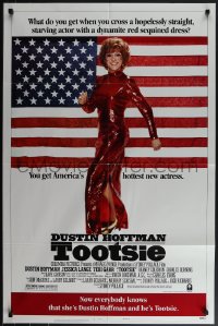 5r0954 TOOTSIE style B 1sh 1982 great full-length image of Dustin Hoffman in drag by American flag!
