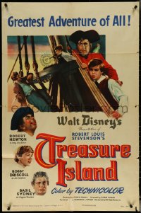5r0966 TREASURE ISLAND 1sh 1950 Driscoll, Robert Newton as pirate Long John Silver, ultra rare!
