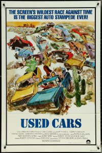 5r0972 USED CARS int'l 1sh 1980 Robert Zemeckis, wacky different car race art by Sandy Kossin!