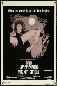 5r0973 VAMPIRE'S NIGHT ORGY 1sh 1974 wacky horror image, when the moon is up, the fun begins!