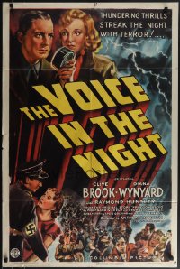 5r0977 VOICE IN THE NIGHT 1sh 1941 Anthony Asquith, Clive Brook in Freedom Radio, WWII Nazis!