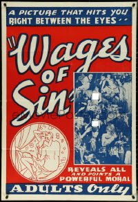 5r0979 WAGES OF SIN 1sh R1940s a picture that hits you right between the eyes, sexy art and images!