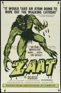 5r1015 ZAAT 1sh 1972 horror art, is the monster man, fish, or devil, ultra rare green title style!