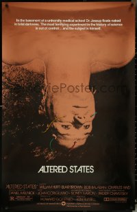 5s0805 ALTERED STATES foil 25x39 1sh 1980 William Hurt, Paddy Chayefsky, Ken Russell, sci-fi!