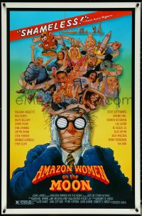 5s0806 AMAZON WOMEN ON THE MOON 1sh 1987 Joe Dante, cool wacky artwork of cast by William Stout!