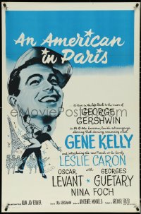 5s0807 AMERICAN IN PARIS 1sh R1950s wonderful art of Gene Kelly dancing with sexy Leslie Caron!