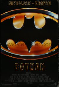 5s0819 BATMAN 1sh 1989 directed by Tim Burton, cool image of Bat logo, new credit design!