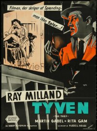 5s0181 THIEF Danish 1953 different Wenzel film noir art of Ray Milland & Rita Gam!