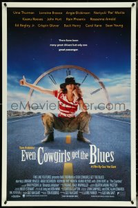 5s0881 EVEN COWGIRLS GET THE BLUES 1sh 1993 great image of sexy hitchhiker Uma Thurman!