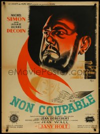 5s0216 NON COUPABLE French 23x32 1947 Henri Decoin, cool art of Michel Simon by Roger Vacher!