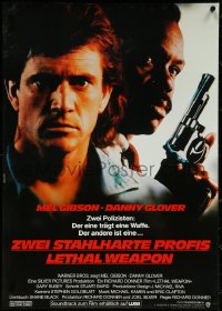 5s0350 LETHAL WEAPON German 1987 great close image of cop partners Mel Gibson & Danny Glover!