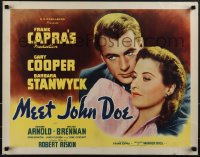 5s0449 MEET JOHN DOE style B 1/2sh R1940s Frank Capra, Gary Cooper & Barbara Stanwyck, ultra rare!
