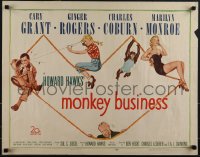 5s0451 MONKEY BUSINESS 1/2sh 1952 Cary Grant, Ginger Rogers, Charles Coburn, sexy Marilyn Monroe!