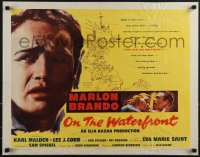5s0455 ON THE WATERFRONT style B 1/2sh 1954 Elia Kazan, Marlon Brando c/u & with Eva Marie Saint!