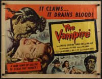 5s0469 VAMPIRE 1/2sh 1957 John Beal, it claws, it drains blood, cool art of monster & victim!