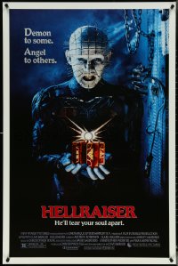 5s0922 HELLRAISER 1sh 1987 Clive Barker, great image of Pinhead, he'll tear your soul apart!