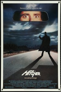 5s0923 HITCHER 1sh 1986 creepy hitchhiker Rutger Hauer, C. Thomas Howell, never pick-up a stranger!