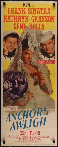 5s0487 ANCHORS AWEIGH insert 1945 art of sailors Frank Sinatra & Gene Kelly with Kathryn Grayson!