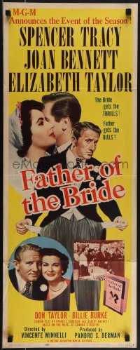 5s0521 FATHER OF THE BRIDE insert 1950 Liz Taylor in wedding gown & broke Spencer Tracy!