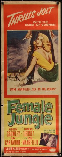 5s0522 FEMALE JUNGLE insert 1956 a love-starved animal's red lips framed him, bullets claimed him!