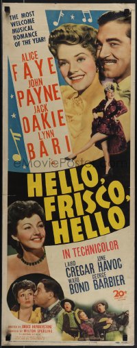 5s0536 HELLO, FRISCO, HELLO insert 1943 art of Alice Faye, John Payne, Jack Oakie & Lynn Bari!