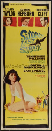 5s0604 SUDDENLY, LAST SUMMER insert 1960 artwork of super sexy Elizabeth Taylor in swimsuit!