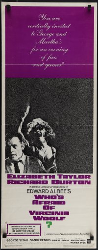 5s0619 WHO'S AFRAID OF VIRGINIA WOOLF insert 1966 Elizabeth Taylor, Richard Burton, Mike Nichols