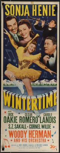 5s0621 WINTERTIME insert 1943 ice skating Sonja Henie, Carole Landis, Cesar Romero, Woody Herman!