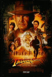 5s0933 INDIANA JONES & THE KINGDOM OF THE CRYSTAL SKULL advance DS 1sh 2008 Drew art of Ford & cast!