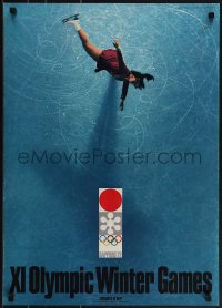 5s0624 1972 WINTER OLYMPICS Japanese 1972 Kamekura Yusaku & Ogawa Takayuki art of figure skater!