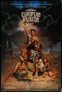 5s0989 NATIONAL LAMPOON'S EUROPEAN VACATION 1sh 1985 Chevy Chase, wacky fantasy art by Vallejo!