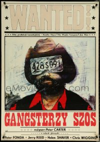 5s0314 HIGH-BALLIN' Polish 27x39 1981 Fonda, wacky Wagonski art of man with license plate in face!