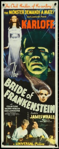 5s0084 BRIDE OF FRANKENSTEIN 14x36 REPRO poster 2010s Lanchester and Boris Karloff from insert!