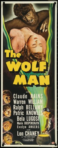 5s0086 WOLF MAN 14x36 REPRO poster 2010s Lon Chaney Jr. in the title role over Maria Ouespenskaya!