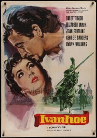 5s0140 IVANHOE Spanish R1965 different art of pretty Elizabeth Taylor kissed by Robert Taylor!