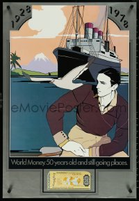 5s0166 BANK OF AMERICA 22x32 advertising poster 1978 art of ship, man and seagull by Patrick Nagel!