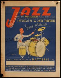 5s0168 JAZZ LES ETS MARCEL FAIVRE 17x21 French advertising poster 1950s drummer by J. Rassiat!