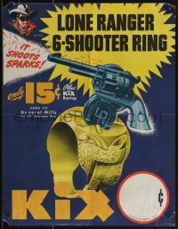 5s0169 LONE RANGER 17x22 advertising poster 1947 toy pistol on rings shoots sparks,