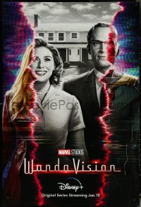 5s0158 WANDAVISION DS tv poster 2021 Elizabeth Olsen & Paul Bettany in the title roles in b/w!